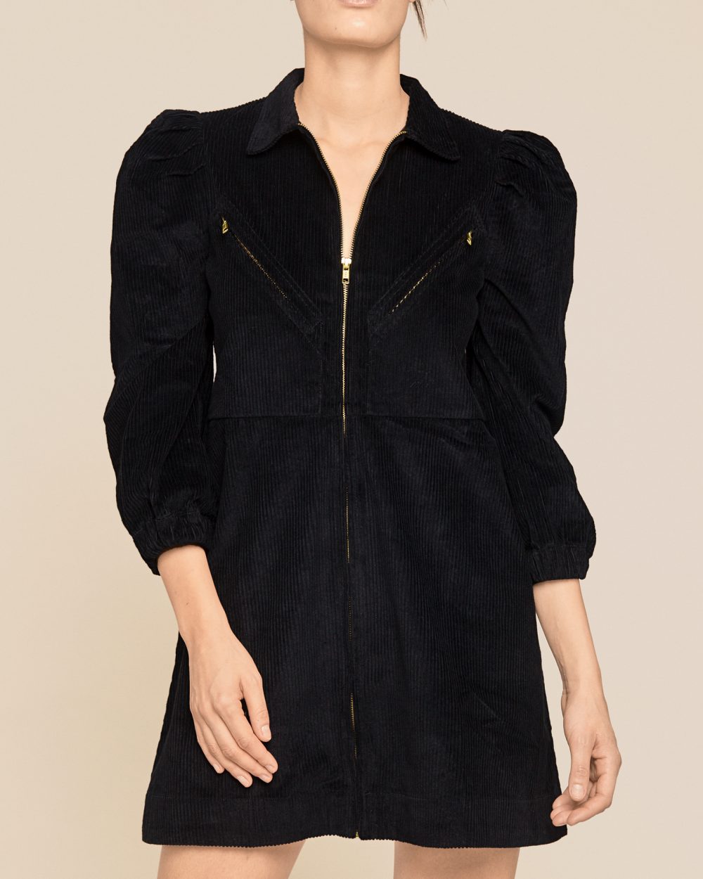 BYTIMO CORDUROY MINI DRESS BLACK - m.a.s.